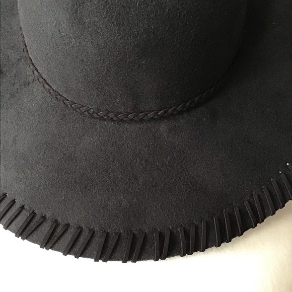 NEW Floppy Hat Black Felt Brim Whip Stitching Hippie Boho Western Festival Style - Picture 15 of 15